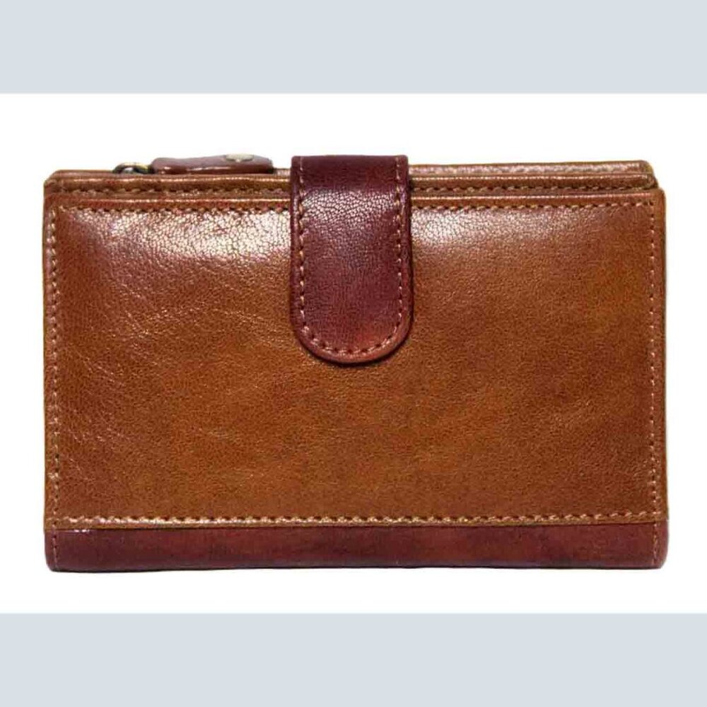 Rowallan of Scotland Tan Cognac Leather Wallet Multicompartment Unisex Bifold